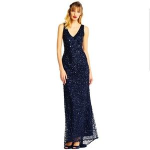 Adrianna Papell V-neck  Gown